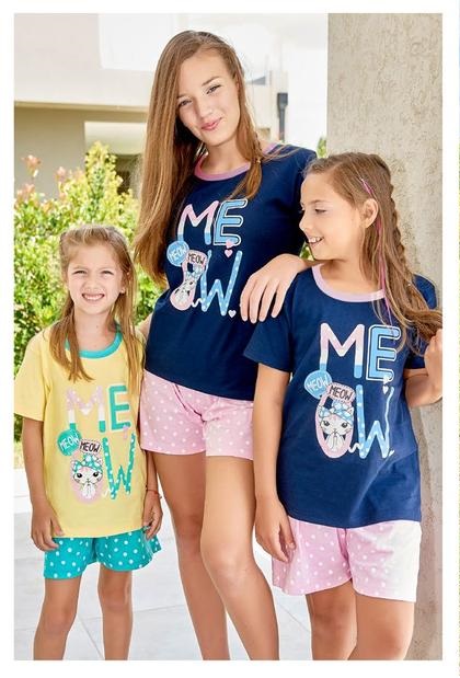 VER. PIJAMA JERSEY ESTAMPADO "MEOW"  VERANO NENA