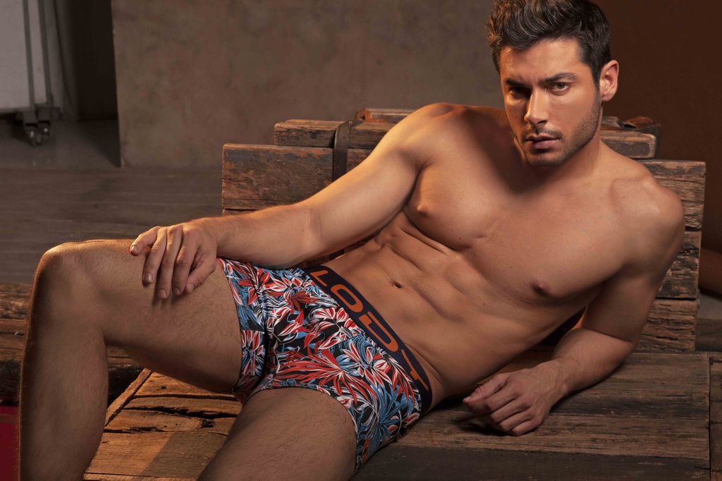 BOXER DE ALG. LYCRA ESTAMPADO PALMERAS 