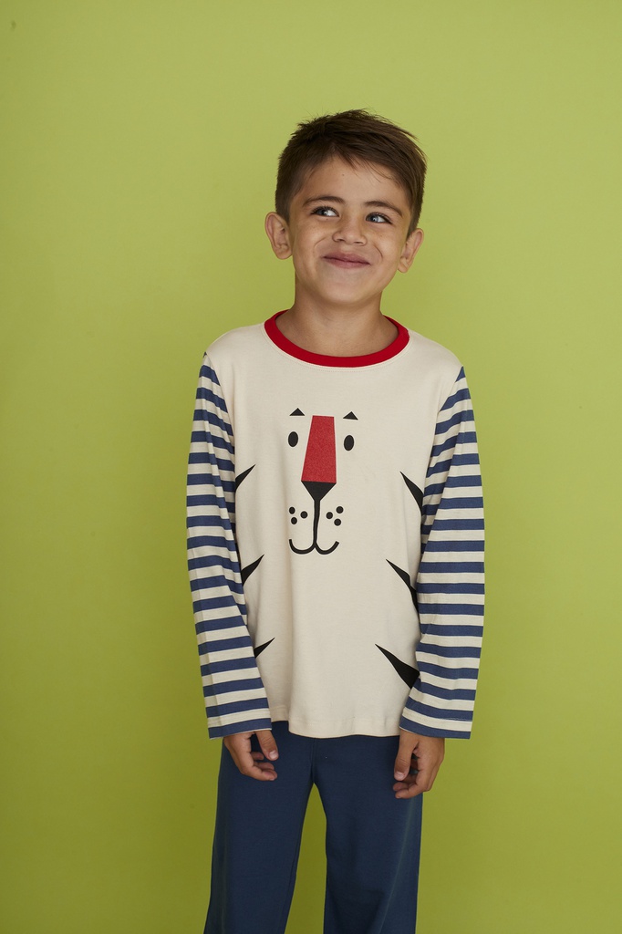 LIQUIDACION ! - INV. PIJAMA CON PUÑO COMBINADO CON ESTAMPA &quot;TIGER&quot;