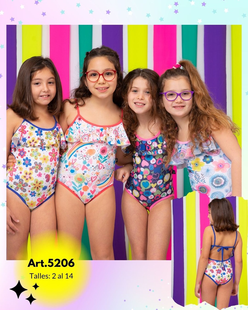 BLACK! -15% OFF !! - MALLA ENTERA NENA ESTAMPADO FLORES-CORAZONES