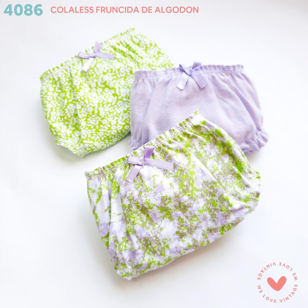 PACK X3 COLALES FRUNCIDA DE ALGODON Y LYCRA ESTAMPADA