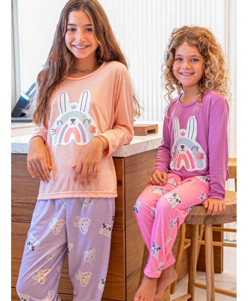 DESCUENTO 10% LIQUIDACION DE TEMPORADA!  INV. PIJAMA DE NENA ALG. INTERLOCK "ARCOIRIS"