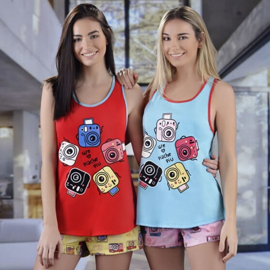 VER. PIJAMA DAMA MUSCULOSA CON SHORT ESTAMPADO -CAMARA