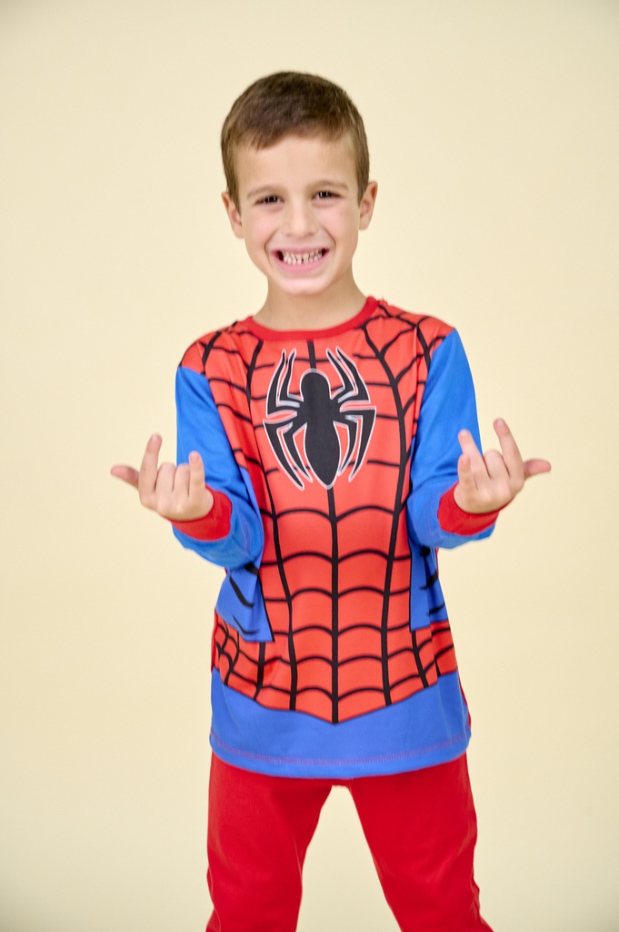 LIQUIDACION ! - INV. PIJAMA DISFRAZ DE JERSEY MODAL ML SUBLIMADO "SPIDERMAN" Y PANTALON LISO