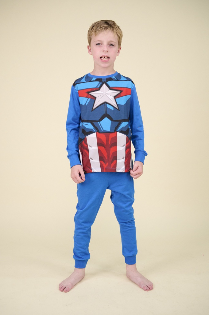 DESCUENTO 10% LIQUIDACION DE TEMPORADA!  INV. PIJAMA DE JERSEY MODAL DISFRAZ ML AVENGERS "CAPITAN AMERICA"