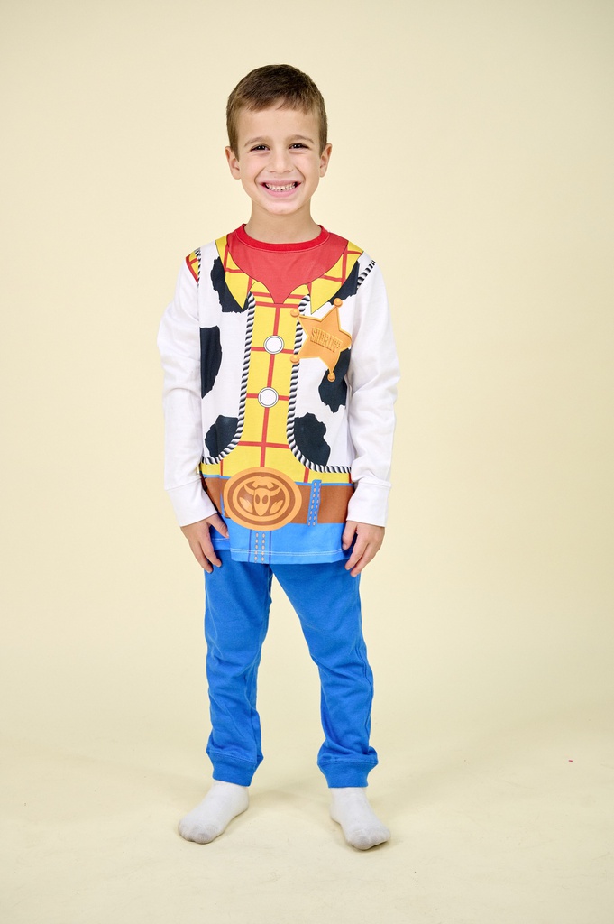LIQUIDACION ! - INV. PIJAMA DISFRAZ &quot;TOY STORY&quot; DE JERSEY MODAL ML SUBLIMADO &quot;WOODY&quot; Y PANTALON LISO