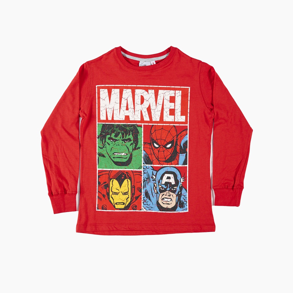LIQUIDACION ! - INV. REMERA DE JERSEY ML CONPUÑOS Y ESTAMPA CRAQUELADA &quot;AVENGERS&quot;