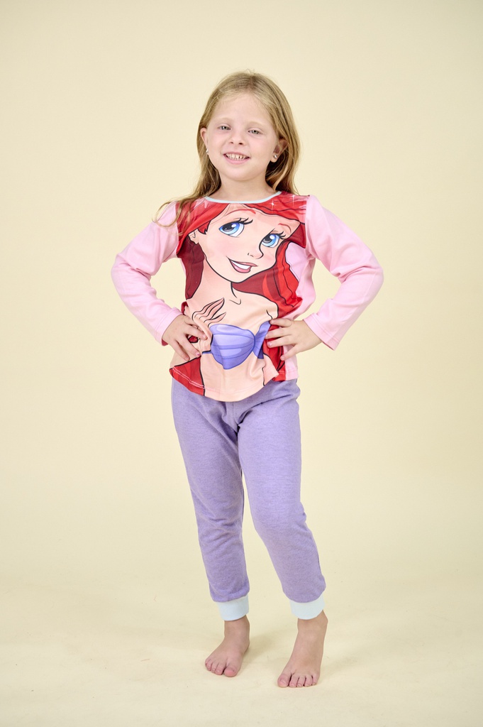 INV. PIJAMA ML SUBLIMADO &quot;PRINCESAS SIRENITA ARIEL&quot; DE JERSEY MODAL