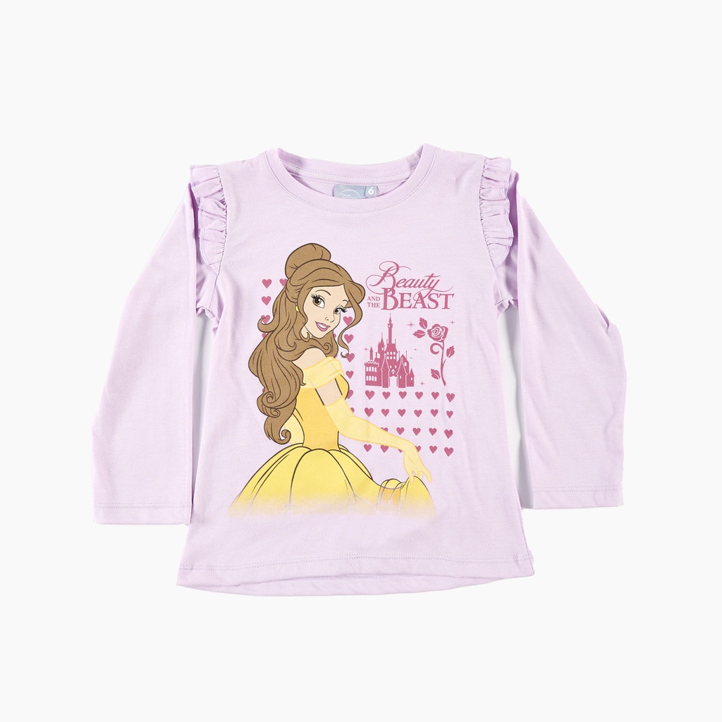DESCUENTO 15% LIQUIDACION DE TEMPORADA! I INV. REMERA DE JERSEY ML ESTAMAPADA "PRINCESAS" CON VOLADOS