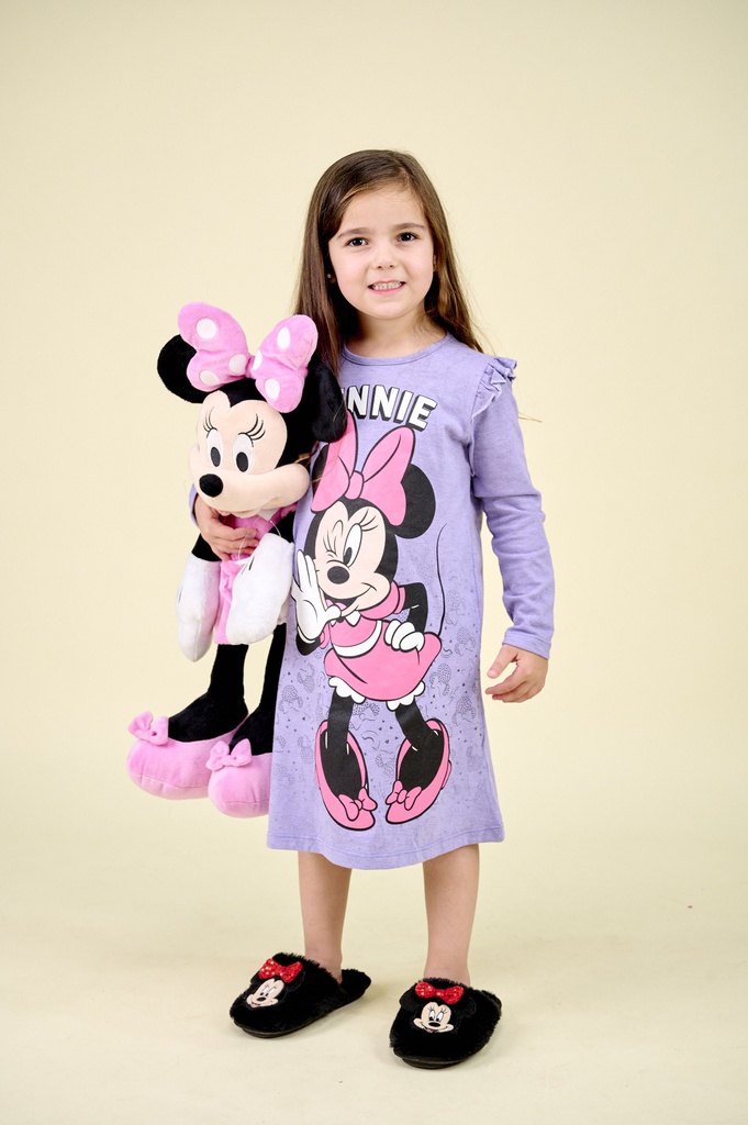 LIQUIDACION ! - INV. CAMISON DE JERSEY ML CON ESTAMPA &quot;MINNIE&quot; Y VOLADOS