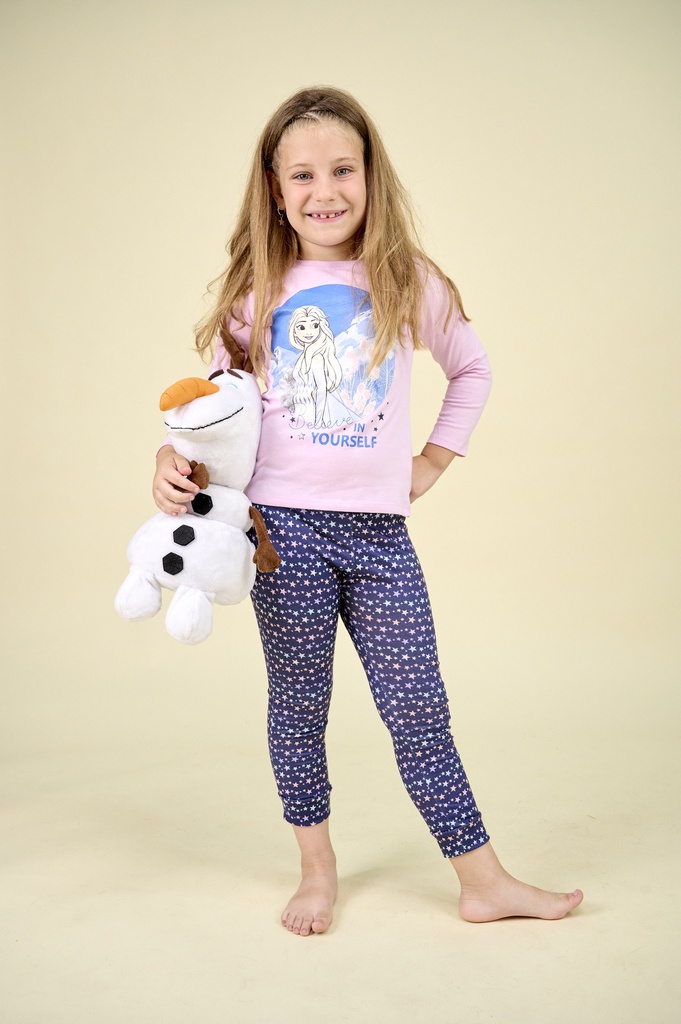 LIQUIDACION ! - INV. PIJAMA COMBINADO ML ESTAMPADO "FROZEN" DE JERSEY MODAL