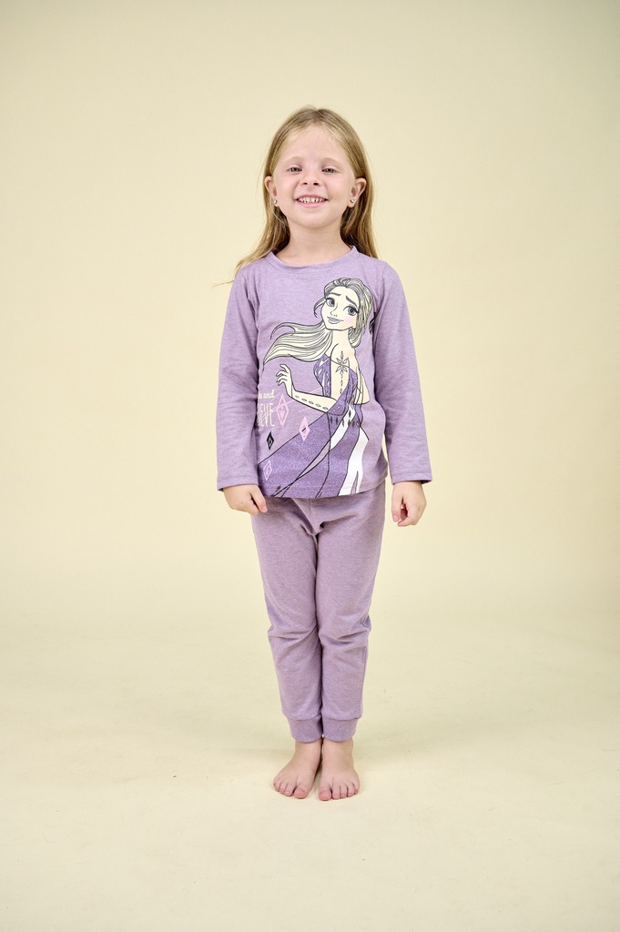 LIQUIDACION ! - INV. PIJAMA JERSEY ML ESTAMPADO CON GLITTER &quot;FROZEN&quot; 