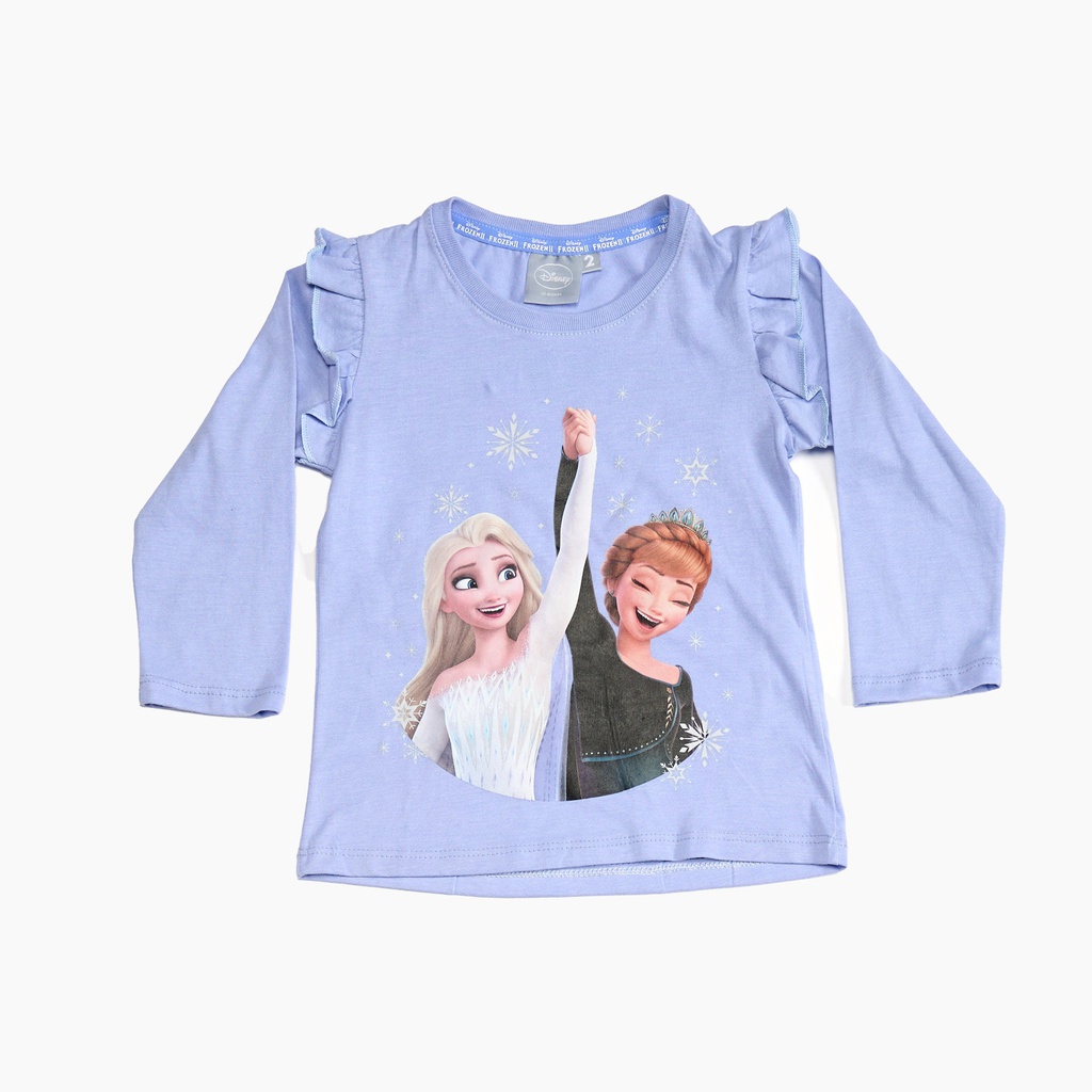DESCUENTO 15% LIQUIDACION DE TEMPORADA! I INV. REMERA JERSEY ML ESTAMPADA CON VOLADOS "FROZEN"