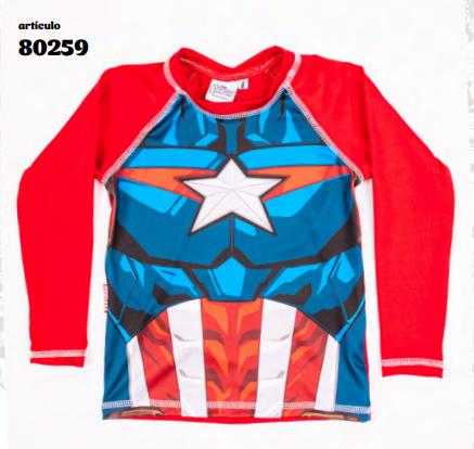 VER. REMERA CON PROTECCION UV SUBLIMADA &quot;CAPITAN AMERICA&quot;