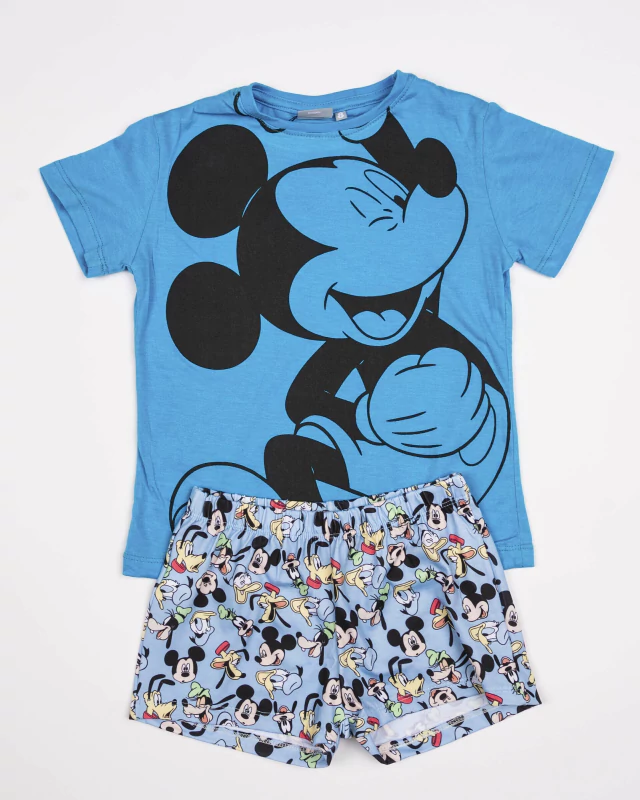 VER. PIJAMA DE ALGODON REMERA MANGA CORTA ESTAMPADA Y SHORT SUBLIMADO "MICKEY"