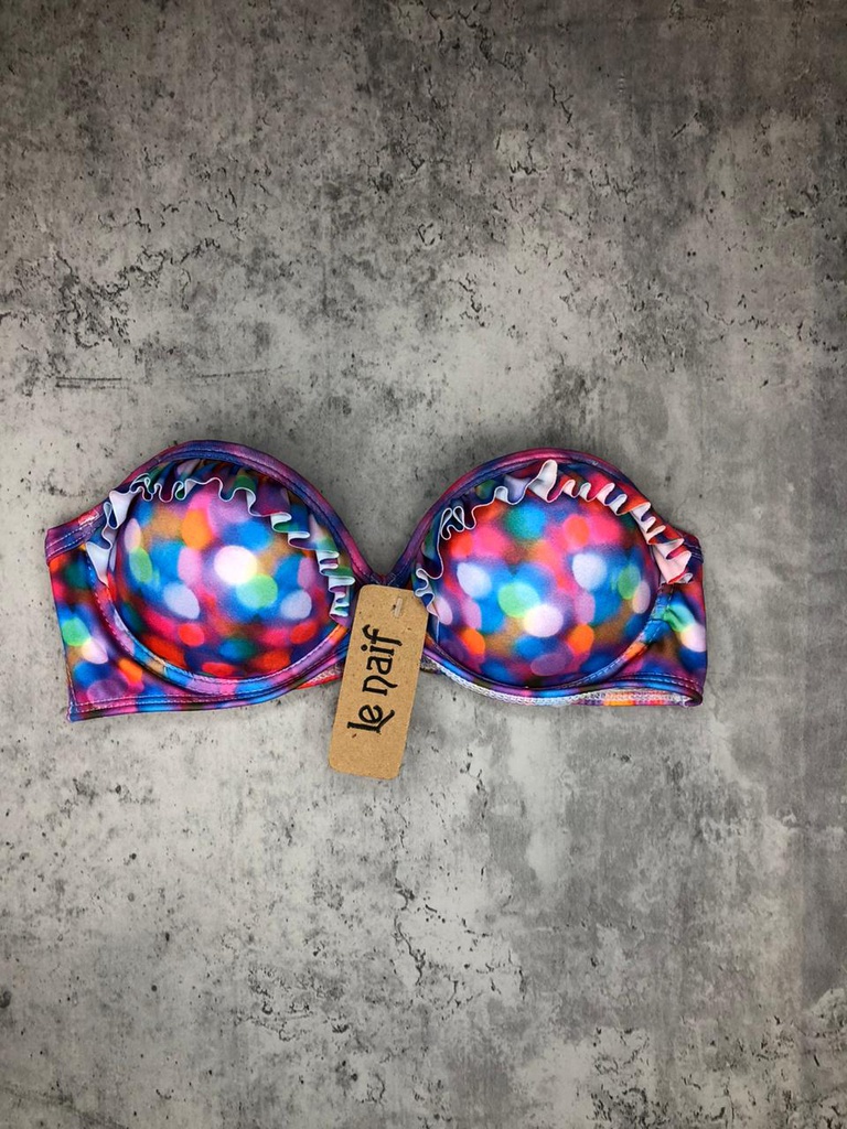 LIQUIDACION -15% DESCUENTO ! MALLA STRAPLESS SOFT CON ARCO ESTAMPADO CON VOLADO