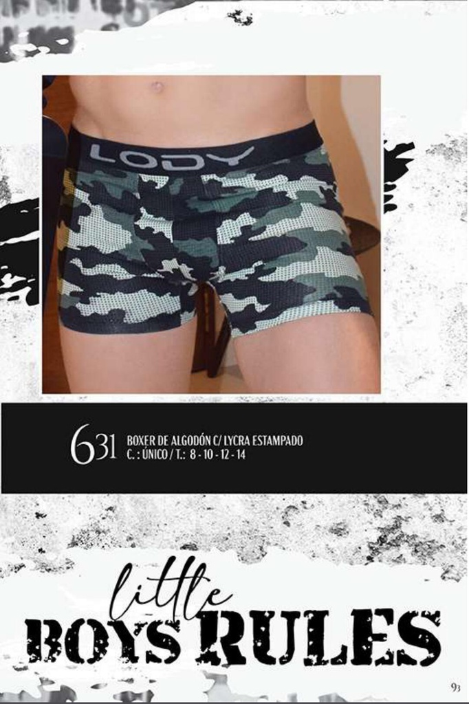 BOXER NIÑOS DE ALGODON LYCRA ESTAMPADO CAMUFLADO