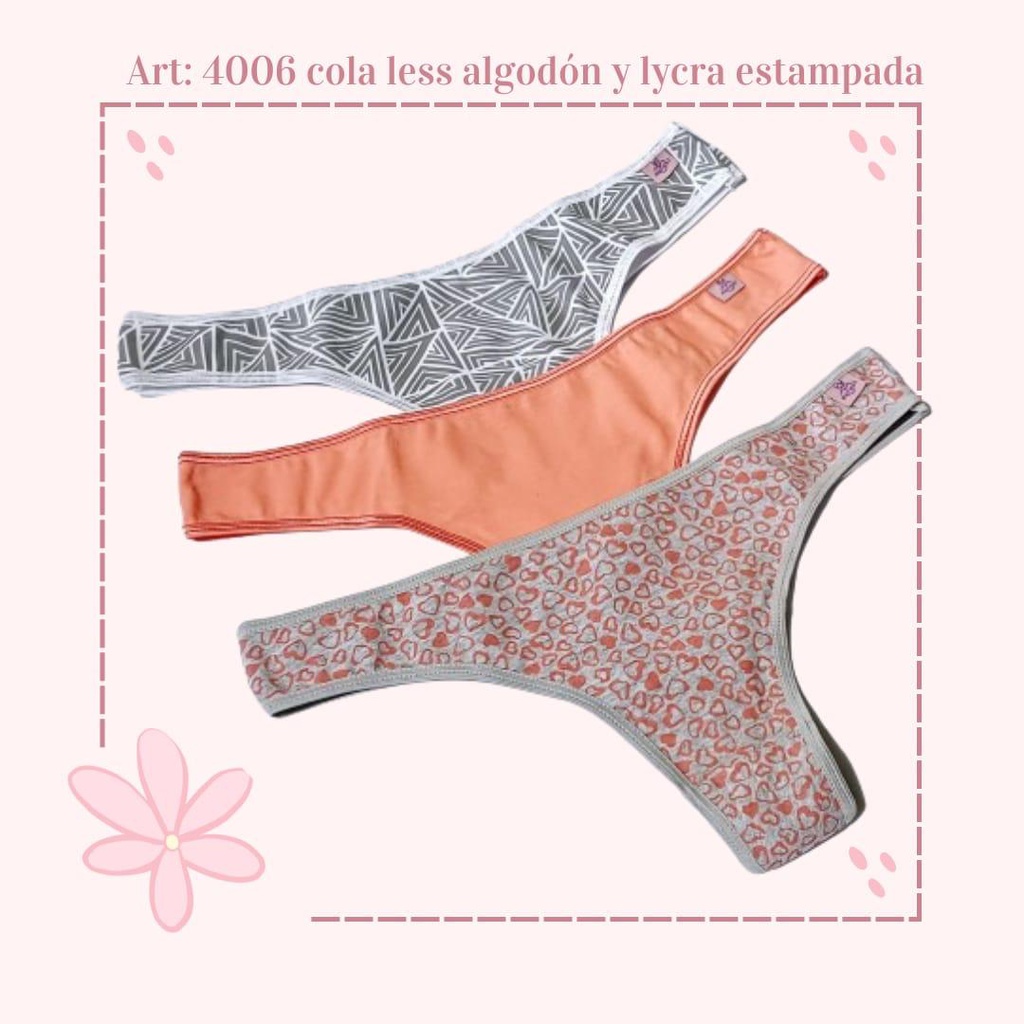 PACK X 3 COLALES ALGODÓN Y LYCRA ESTAMPADA