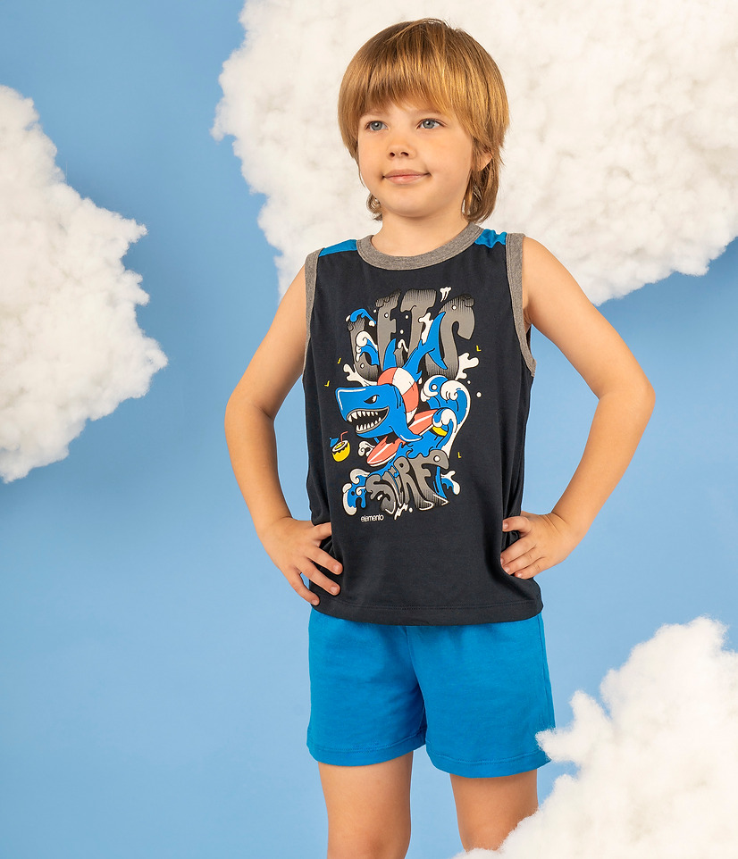 VER. PIJAMA MUSCULOSA Y SHORT "TIBURON-DINO"
