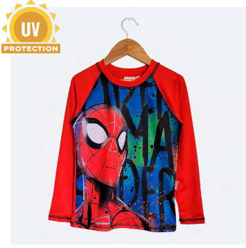 VER. REMERA ROJA MANGAS LARGAS PROTECCION UV &quot;SPIDERMAN&quot;