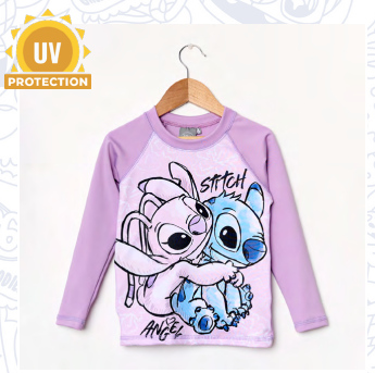 VER. REMERA MANGAS LARGAS PROTECCION UV &quot;STITCH Y ANGEL&quot;