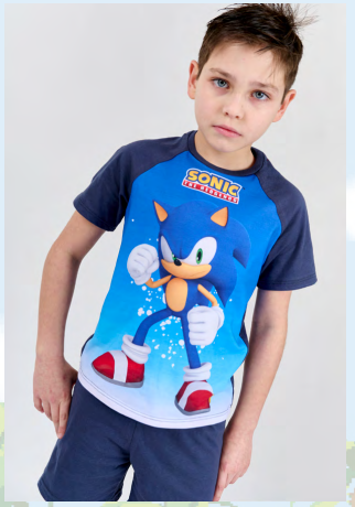 VER. PIJAMA REMERA ESTAMPADA Y SHORT LISO &quot;SONIC&quot;