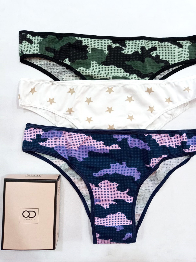 PACK X3 VEDETINA DE ALGODÓN Y LYCRA ESTAMPADA