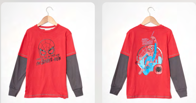 DESCUENTO 15% LIQUIDACION DE TEMPORADA! I INV. REMERA DE ALGODÓN CON SOBRE MANGA "SPIDERMAN"