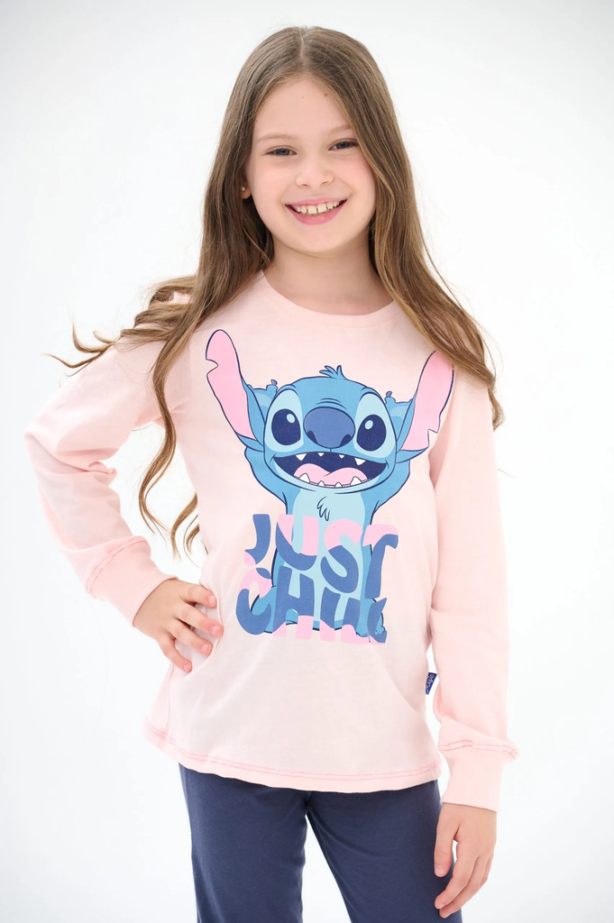 LIQUIDACION ! - INV. PIJAMA DE ALGODÓN ESTAMPADO Y PANTALON LISO &quot;STITCH&quot;