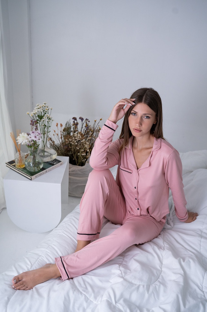INV. PIJAMA ABOTONADO DE MODAL GAMUZADO LISO