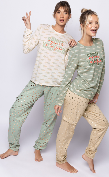 INV. PIJAMA DAMA ESTAMPADO PANTALON CARGO DE ALGODON