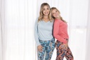   INV. PIJAMA DAMA BABUCHA ESTAMPADA Y REMERA CON FRUNCE