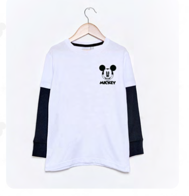 LIQUIDACION ! - INV. REMERA DE ALGODÓN CON BAJO MANGA "MICKEY"
