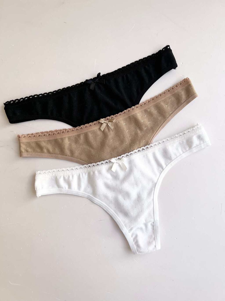 PACK X3 COLALES DE ALGODÓN Y LYCRA PLUMETI