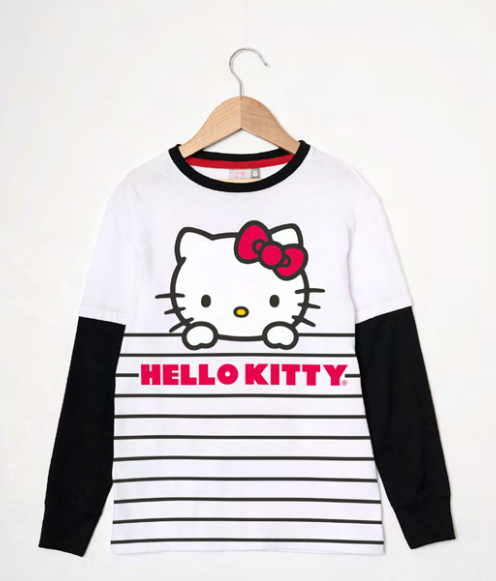 INV. REMERA DE ALGODÓN CON BAJO MANGA "KITTY"
