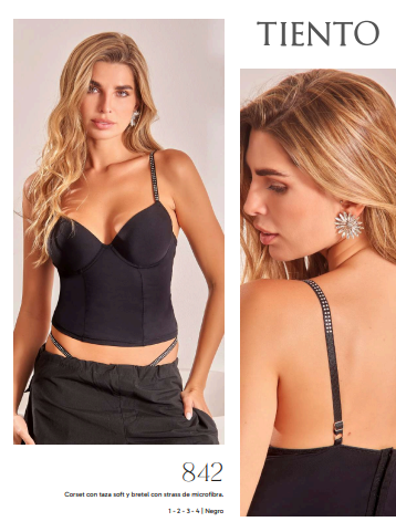 CORSET TAZA SOFT DE MICROFIBRA CON BRETELES DE STRASS