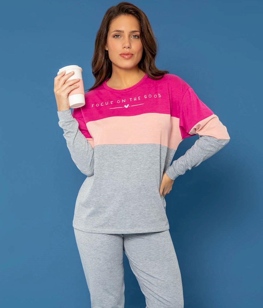   INV. PIJAMA MUJER LISO TRICOLOR