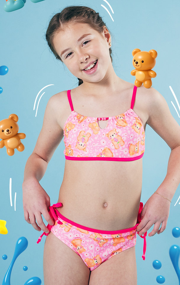 OFF - 15% !! VER. MALLA BIKINI CON CANUTILLOS Y BOMBACHA CON TIRAS LATERALES ESTAMPADA