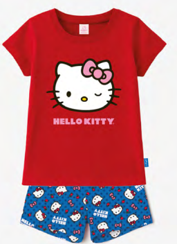 VER. PIJAMA NENA REMERA DE ALGODÓN Y SHORT SUBLIMADO "KITTY"