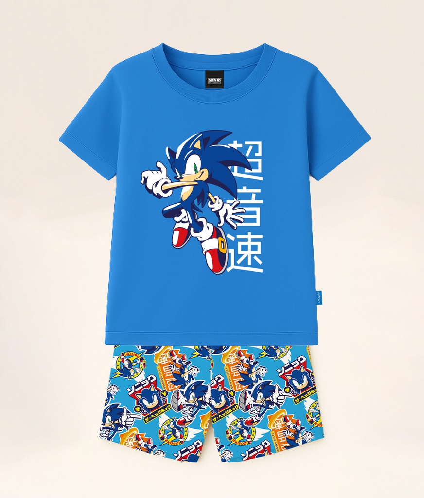 VER. PIJAMA REMERA DE ALGODÓN Y SHORT SUBLIMADO &quot;SONIC&quot;