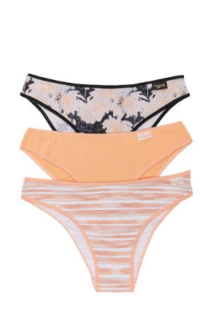 PACK X3 VEDETINA ESPECIAL DE ALGODÓN Y LYCRA ESTAMPADA "DURAZNO"