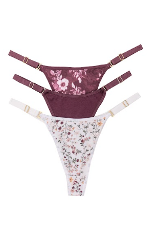 PACK 3 TANGA REGULABLE DE ALGODÓN Y LYCRA ESTAMPADA "LIBERTY"