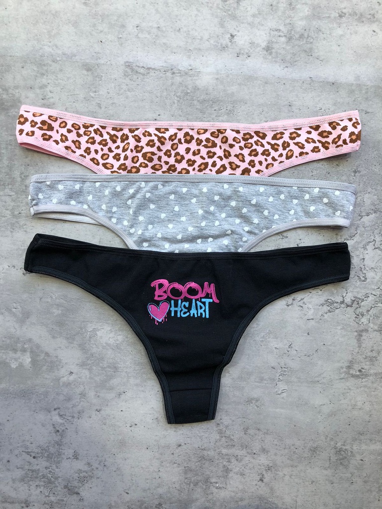 PACK X3 COLALES DE ALGODÓN Y LYCRA ESTAMPADA