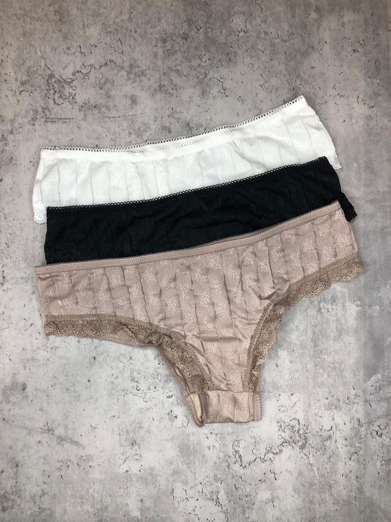 PACK CULOTE X3 MICRO LABRADA LISA CON DETALLE DE PUNTILLA