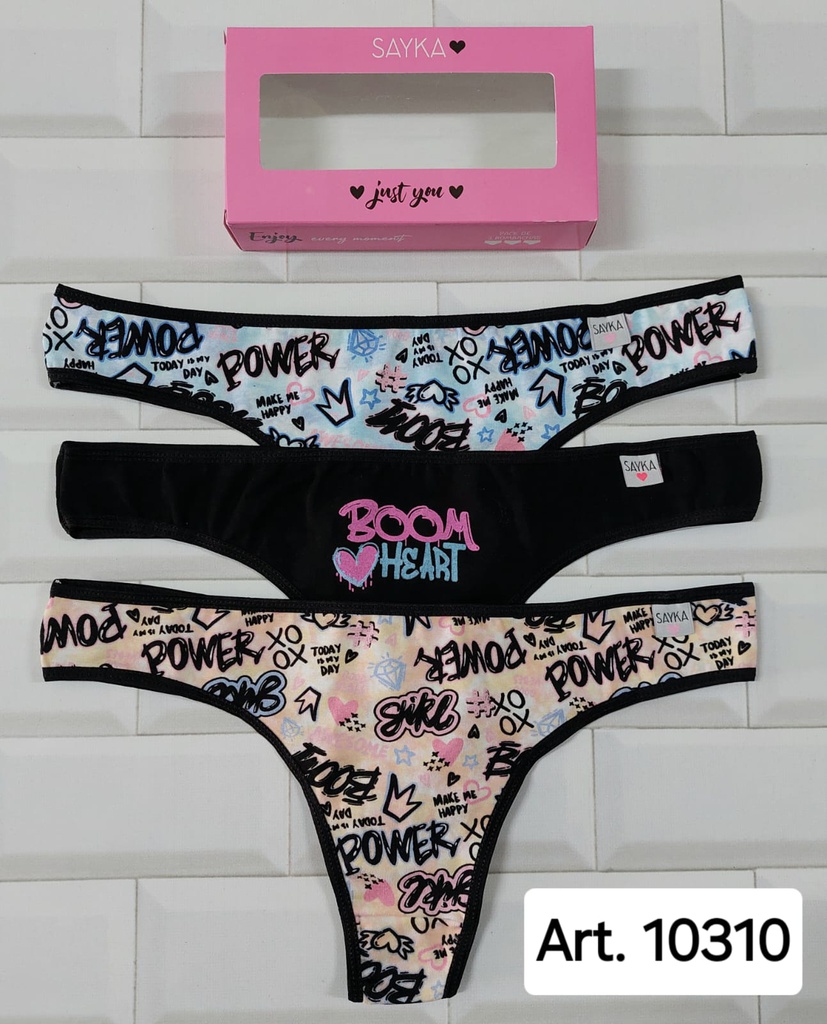 PACK X3 COLALES DE ALGODÓN Y LYCRA ESTAMPADA