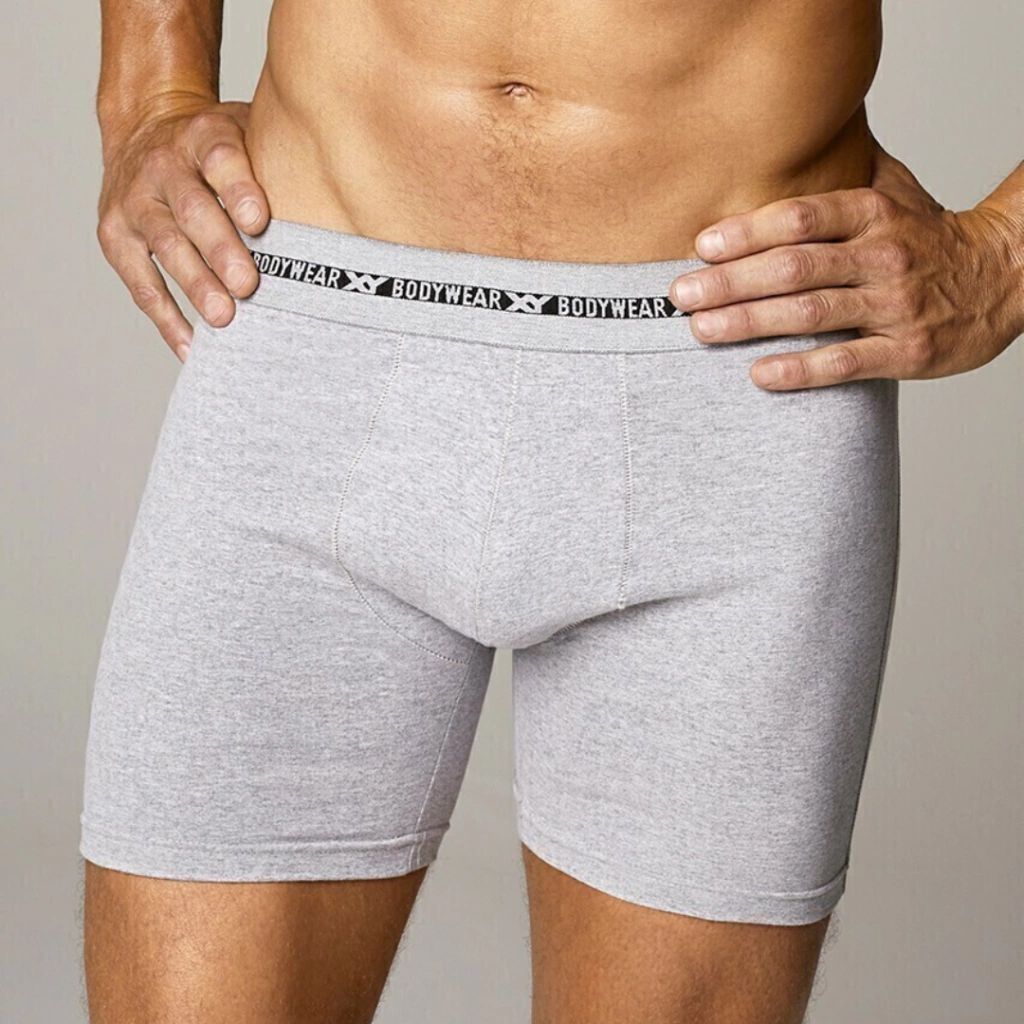 Bóxer algodón-lycra liso anatómico / pinza central / pierna larga
