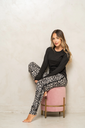 INV. PIJAMA DAMA DE MODAL GAMUZADO CON PANTALON ESTAMPADO "PRINT"