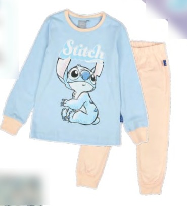 DESCUENTO 10% LIQUIDACION DE TEMPORADA! INV. PIJAMA DE ALGODÓN ESTAMPADO CON GLITTER Y PANTALON LISO "STITCH"