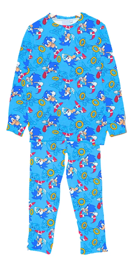 DESCUENTO 10% LIQUIDACION DE TEMPORADA! INV. PIJAMA GAMUZADO SUBLIMADO "SONIC"