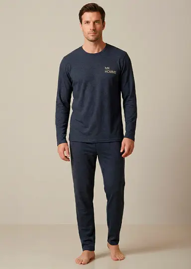 DESCUENTO 10% LIQUIDACION DE TEMPORADA! INV. PIJAMA HOMBRE MANGA LARGA RAYADO CON BORDADO